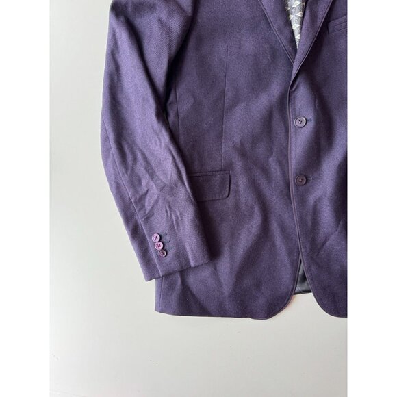 Men's TED BAKER Cezannj Purple 100% Wool Flannel Blazer Suit Jacket, 42L - Picture 6 of 16